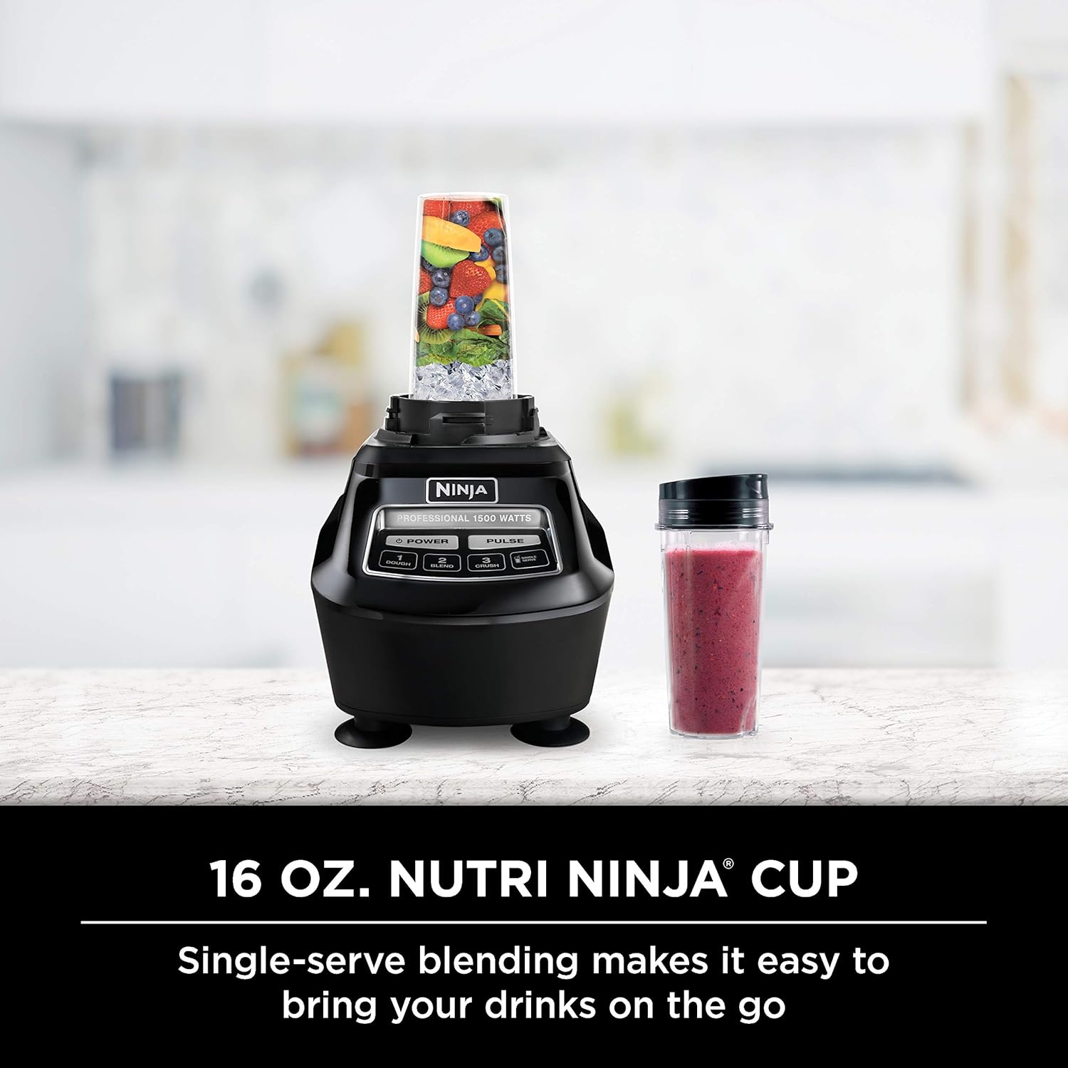 Ninja Mega Kitchen System, 1500W, 72 oz. Full-Size Blender & 8-Cup Food Processor with (2) 16 oz. To-Go Cups, Total Crushing Technology - Smoothies, Ice Crushing, Purees, Dough & More, Black, BL770