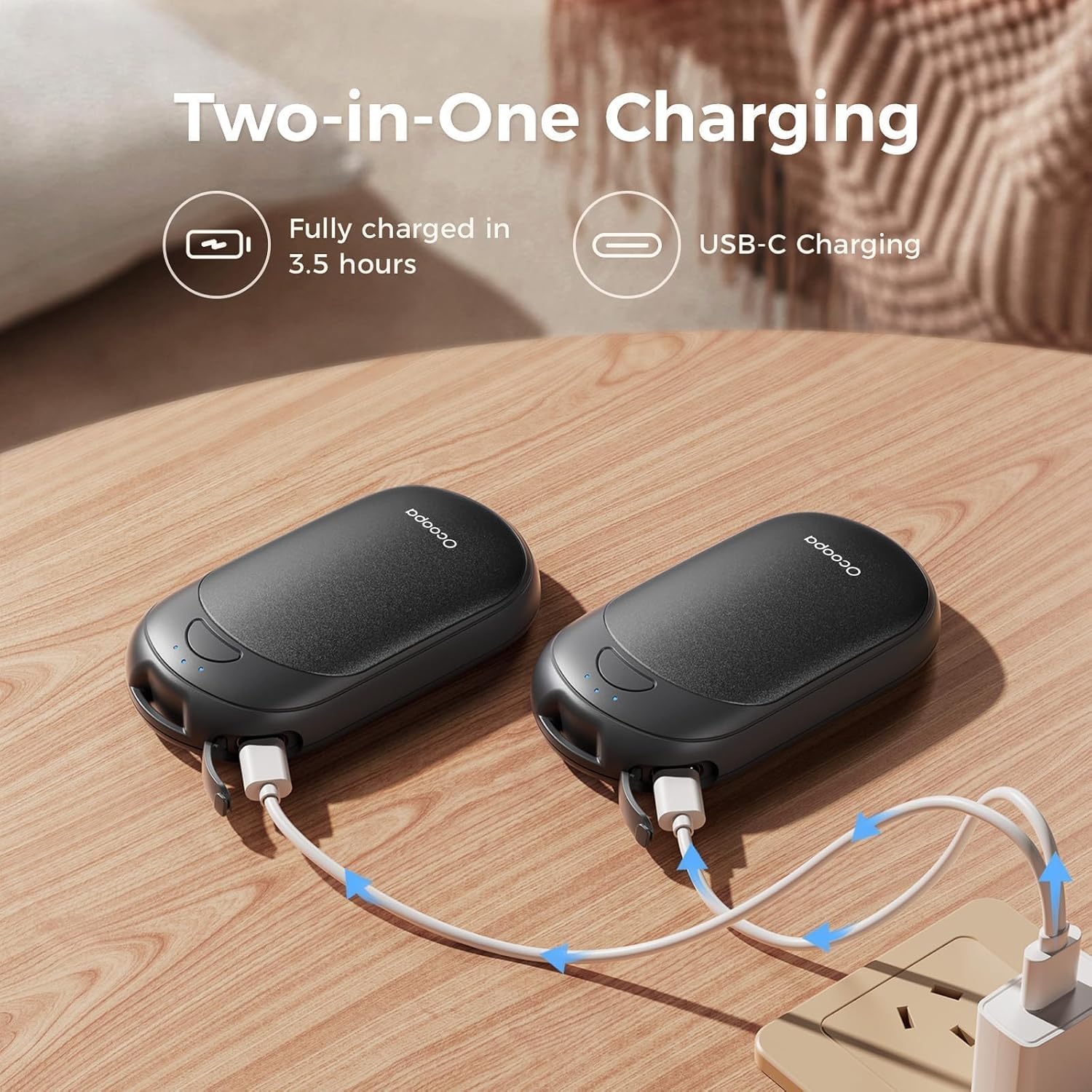 OCOOPA Magnetic Hand Warmers Rechargeable 2 Pack, Electric Handwarmers, Smart Heating UL Certified, 3-Settings,Portable Heater, Ultra Slim Pocket, Hunting Essentials, Gifts for Christmas Men, UT3 Lite