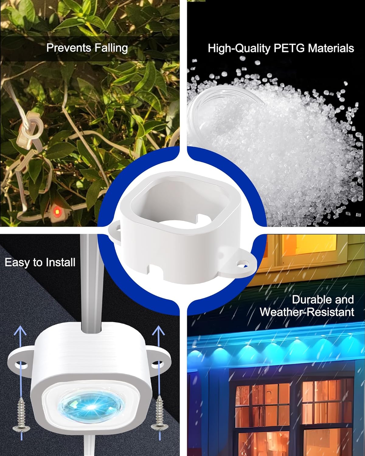 Light Clips for Govee Outdoor Lights H706, 120 Pcs Mounting Brackets for Govee Pro Outdoor Lights, Install Firmly, Replace 3M Glue, for Govee Pro Permanent Outdoor Lights Extension (White)