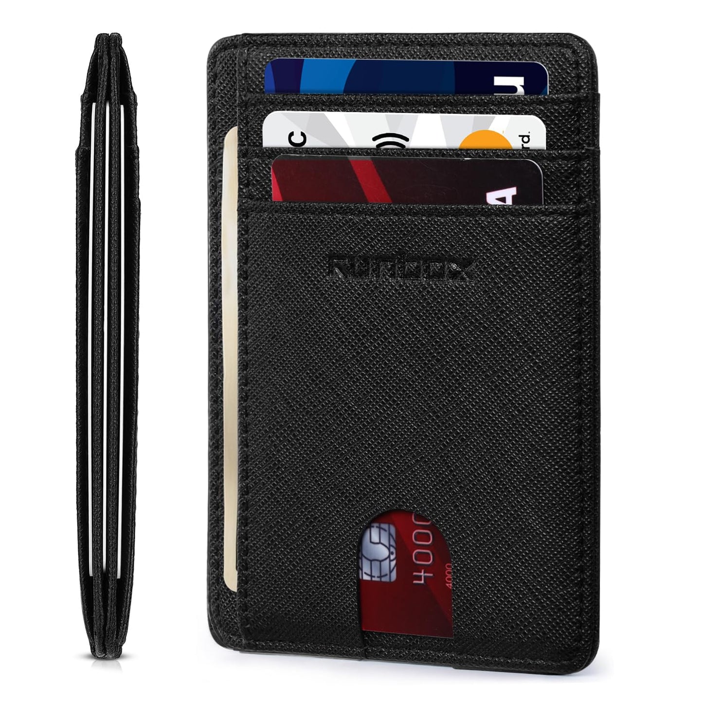 RUNBOX Slim ID Cases Minimalist Front Pocket RFID Blocking Leather Wallets for Men and Women Card Holder Wallets Gifts for men
