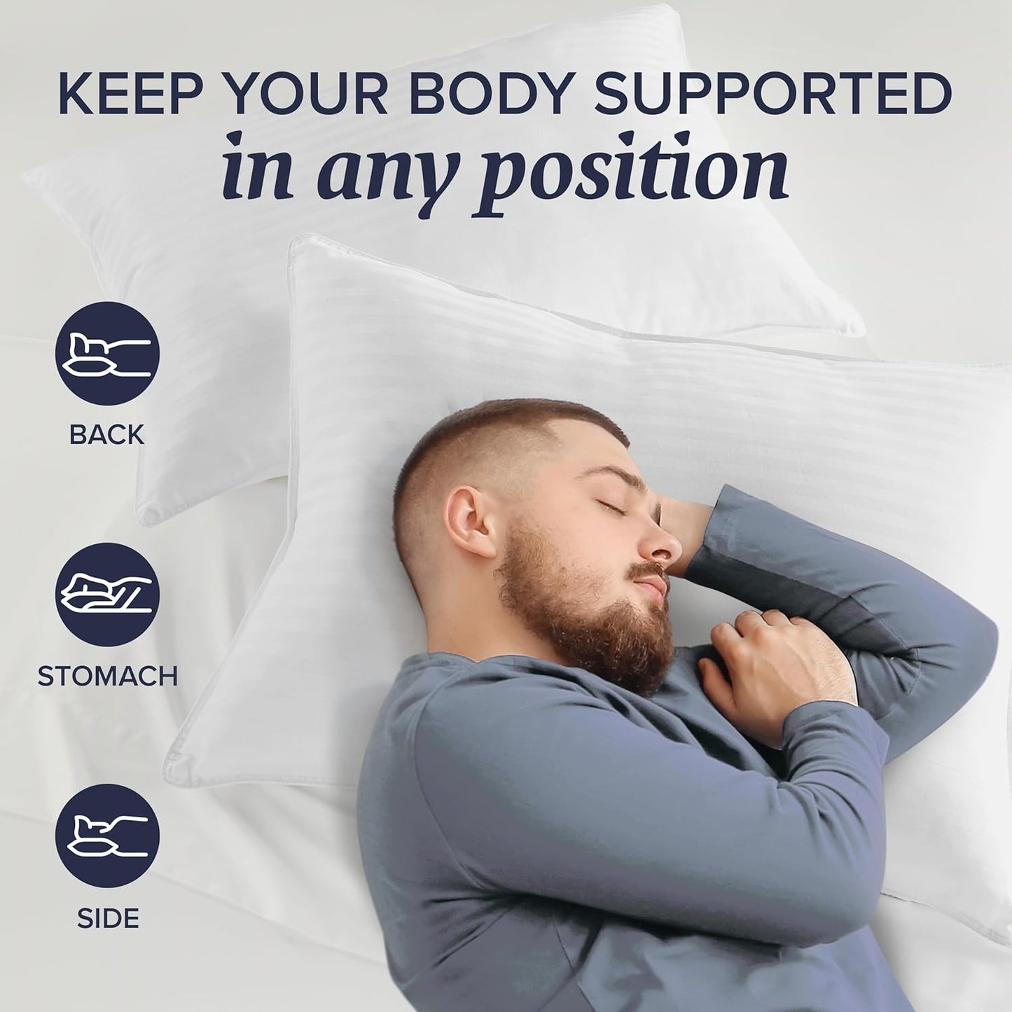 Beckham Hotel Collection Bed Pillows Standard/Queen Size Set of 2 - Original Soft Down Alternative Pillow for Sleeping - Soft Support for Back, Stomach or Side Sleepers