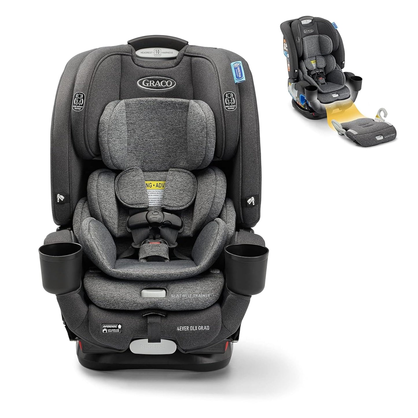 Graco 4Ever DLX 4-in-1 Car Seat, Charlie| Infant to Toddler Car Seat, with 10 Years of Use | Rear-Facing, Forward-Facing and Booster Modes | Safe, Comfortable and Convenient