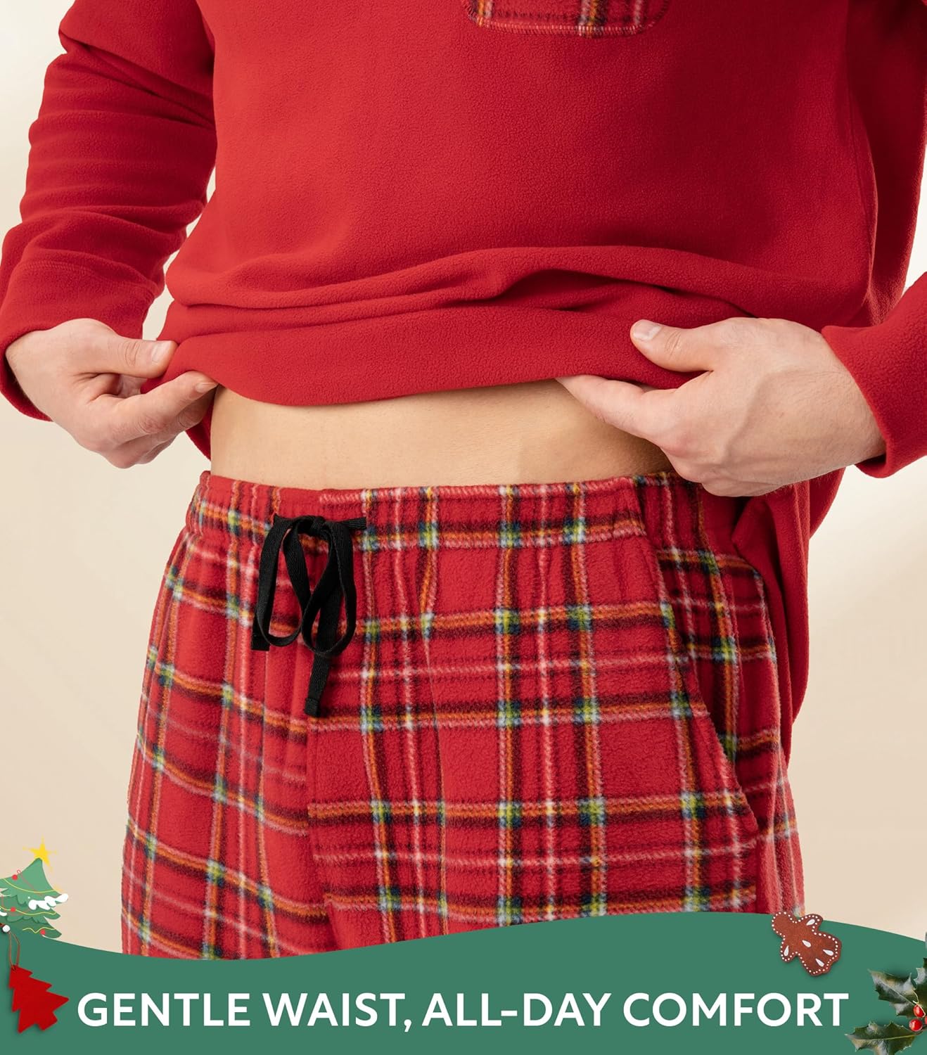 DAVID ARCHY Cozy Christmas Pajamas for Couples Ultra Soft Warm Fleece Winter Pjs Sets Men Women Plaid Loungewear with Pockets