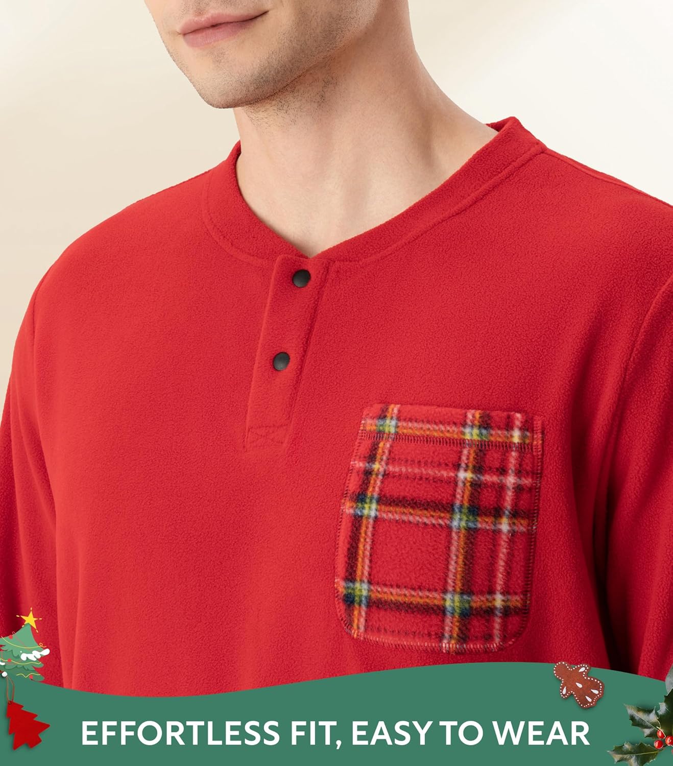 DAVID ARCHY Cozy Christmas Pajamas for Couples Ultra Soft Warm Fleece Winter Pjs Sets Men Women Plaid Loungewear with Pockets