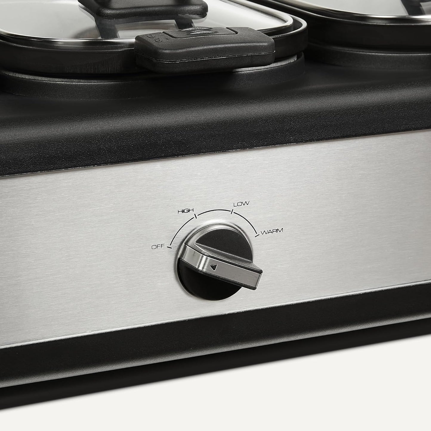 Amazon Basics Triple Slow Cooker with Ceramic Non-Stick Coating and Temperature Controls, 3 x 2.5 Quarts, Stainless Steel