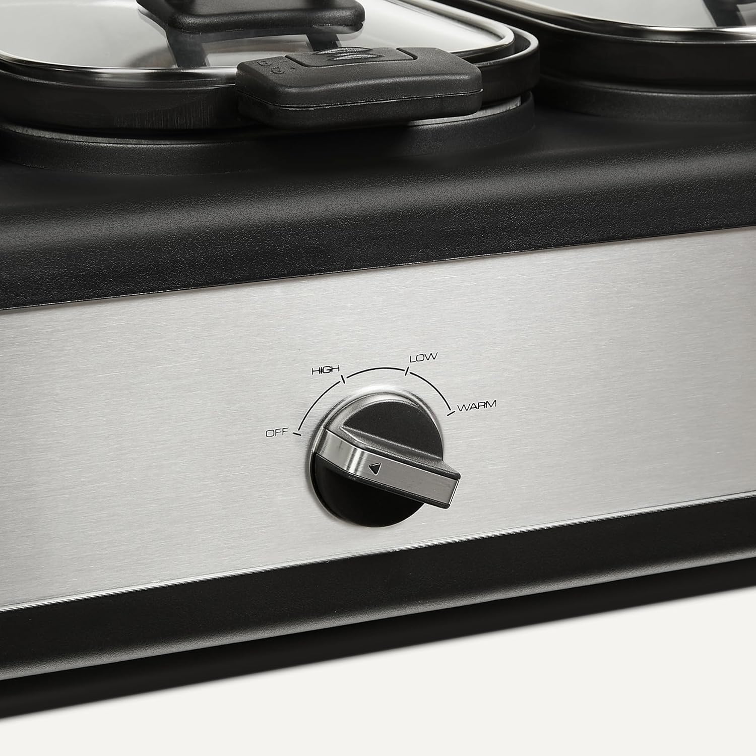 Amazon Basics Triple Slow Cooker with Ceramic Non-Stick Coating and Temperature Controls, 3 x 2.5 Quarts, Stainless Steel