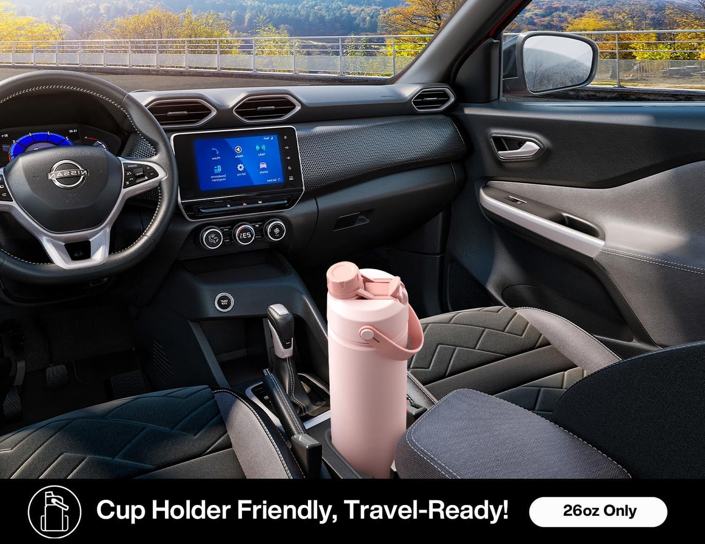 POWCAN 26 oz Insulated Water Bottle with 2-in-1 Straw and Spout Lid, Keep Cold 24H, Leak-Proof, Fits in Car Cup Holder, Stainless Steel Water Bottle for Sports, Travel, and School (Dark Knight)