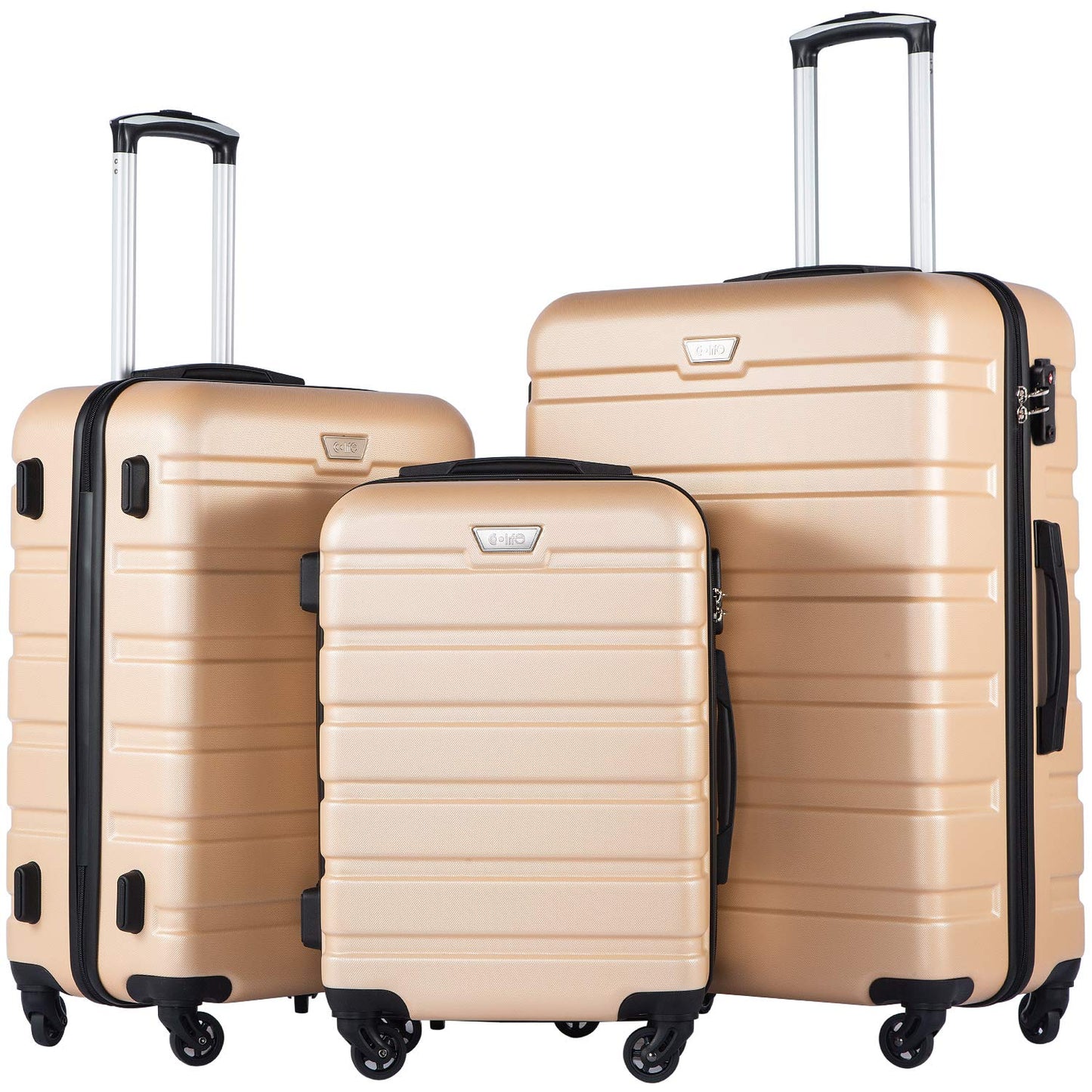 Coolife Luggage 3 Piece Set Suitcase Spinner Hardshell Lightweight TSA Lock